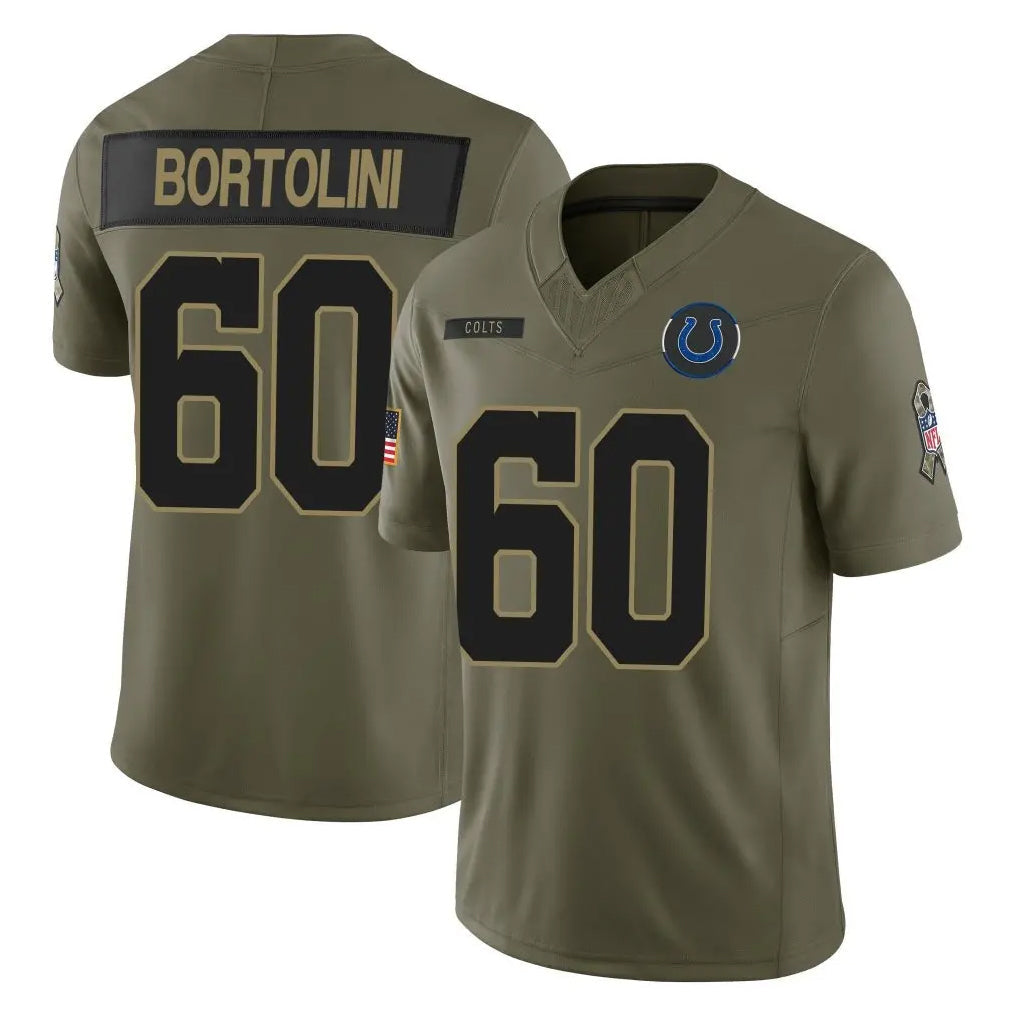 Pouc IN.Colts #60 Tanor Bortolini Player Olive 2025 Salute To Service Limited Game Stitched Jerseys