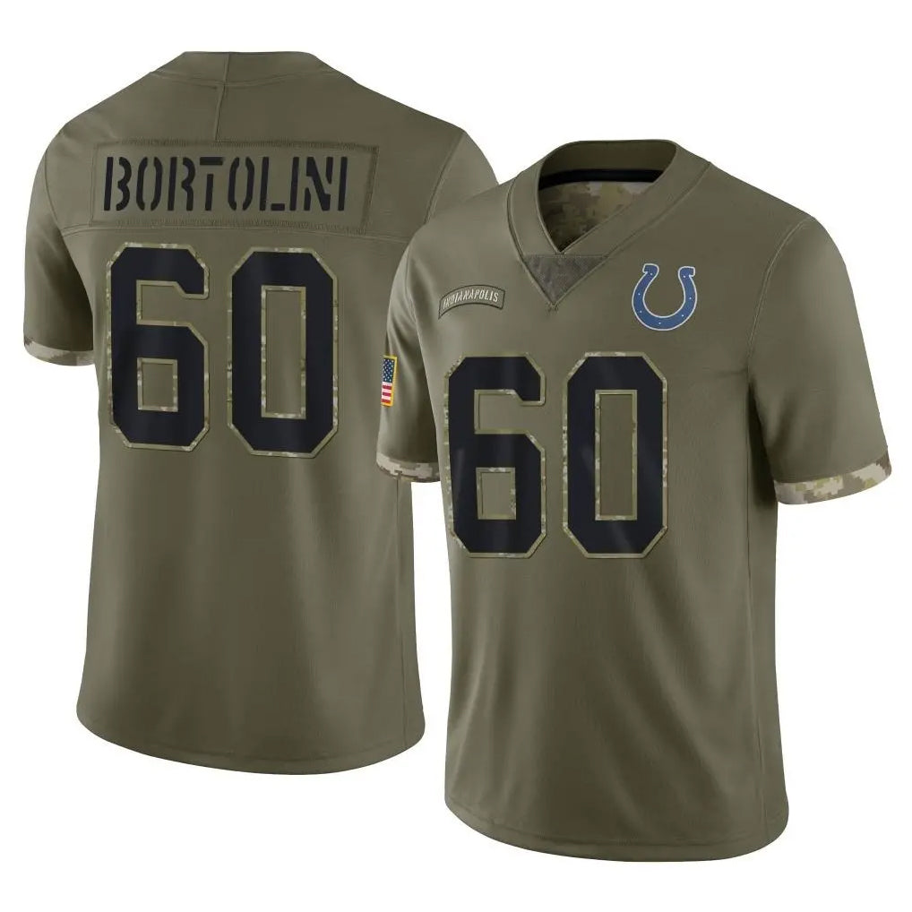 Pouc IN.Colts #60 Tanor Bortolini Player Olive Salute To Service Limited Stitched Jerseys