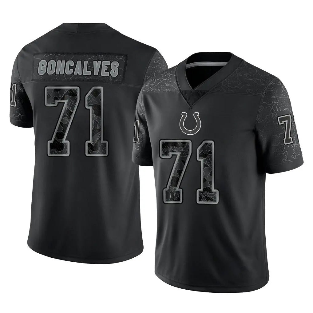 Pouc IN.Colts #71 Matt Goncalves Player Black Reflective Limited Game Stitched Jerseys