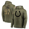 Pouc IN.Colts #97 Laiatu Latu Player Olive Salute to Service Pullover Hoodies Home Game Stitched Jerseys