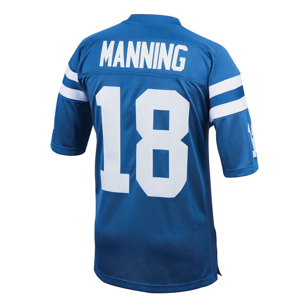 Pouc In.Colts 1998 #18 Peyton Manning Mitchell & Ness Royal Authentic Throwback Retired Player Jersey