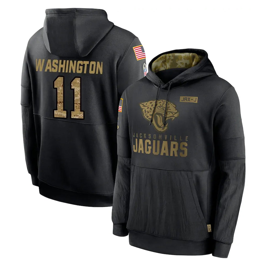Pouc J.Jaguars #11 Parker Washington Player Black Salute to Service Hoodies Limited Game Stitched Jerseys