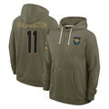 Pouc J.Jaguars #11 Parker Washington Player Olive Salute to Service Pullover Hoodies Limited Stitched Jerseys