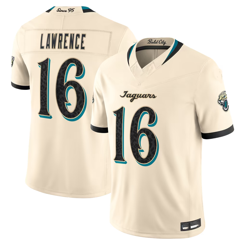 Pouc J.Jaguars #16 Trevor Lawrence Natural 2026 Rivalries Collection Game Stitched Jerseys