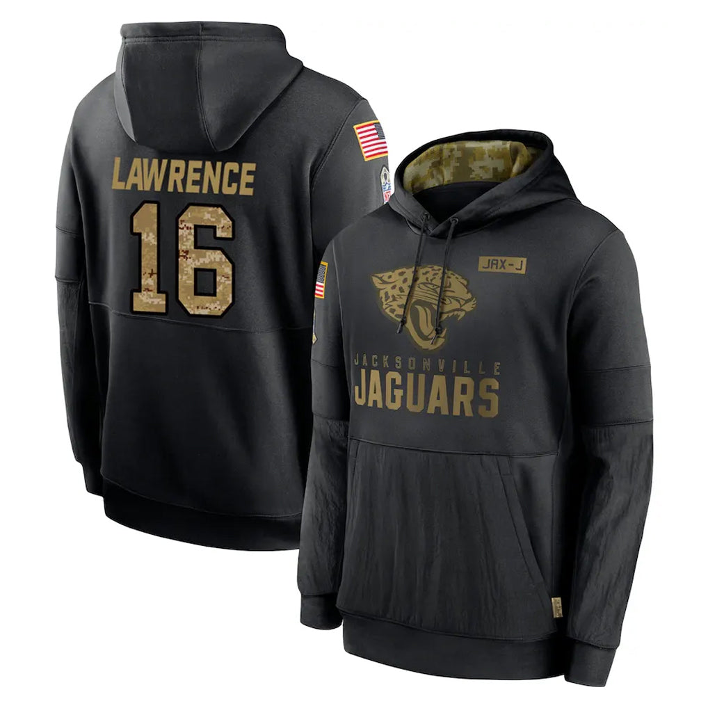 Pouc J.Jaguars #16 Trevor Lawrence Player Black Salute to Service Hoodies Limited Game Stitched Jerseys