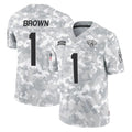 Pouc J.Jaguars #1 Montaric Brown Player Arctic Camo Salute To Service Limited Game Stitched Jerseys
