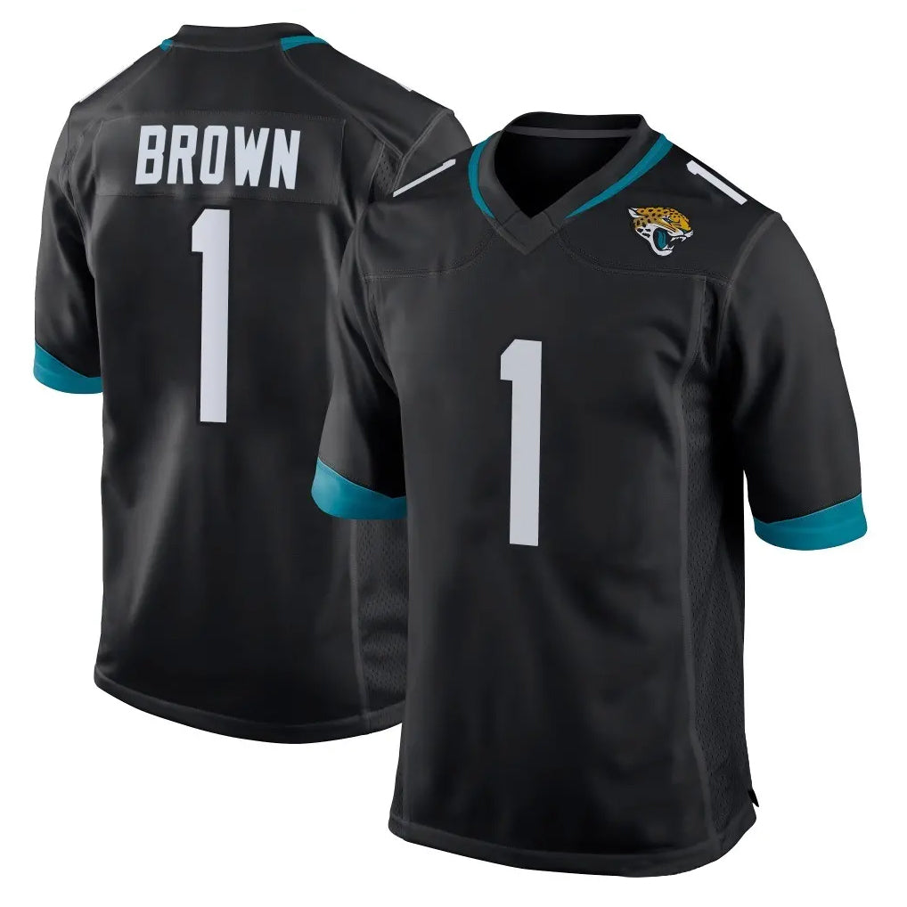 Pouc J.Jaguars #1 Montaric Brown Player Black Home Game Stitched Jerseys
