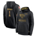 Pouc J.Jaguars #1 Montaric Brown Player Black Salute to Service Hoodies Limited Game Stitched Jerseys