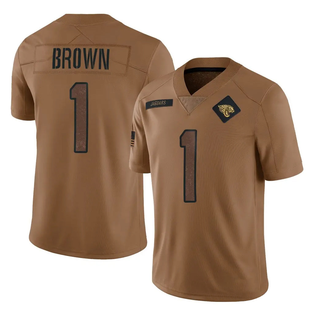 Pouc J.Jaguars #1 Montaric Brown Player Brown Salute To Service Limited Stitched Jerseys