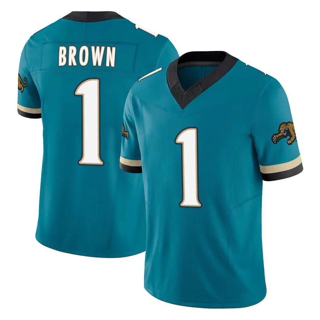 Pouc J.Jaguars #1 Montaric Brown Player Teal Prowler Throwback Vapor F.U.S.E. Limited Home Game Stitched Jerseys