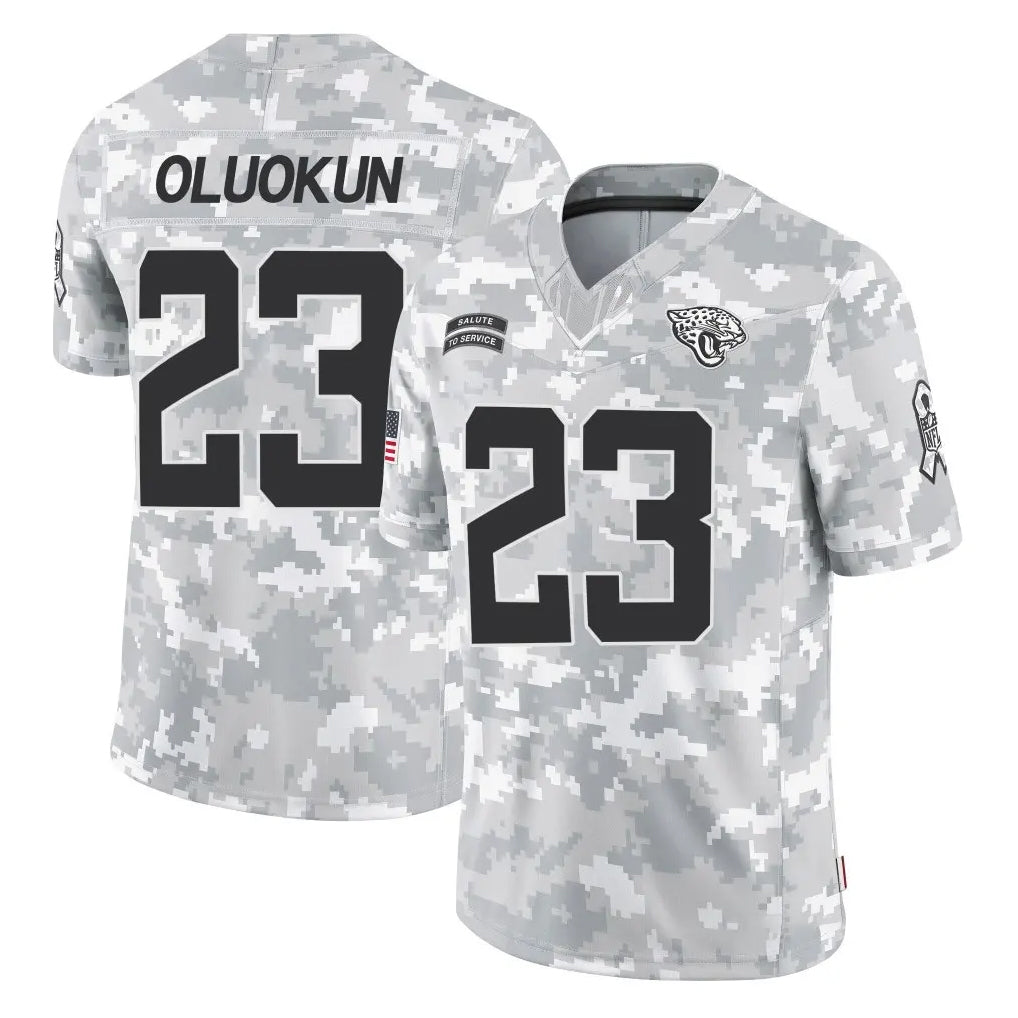 Pouc J.Jaguars #23 Foyesade Oluokun Player Arctic Camo Salute To Service Limited Game Stitched Jerseys