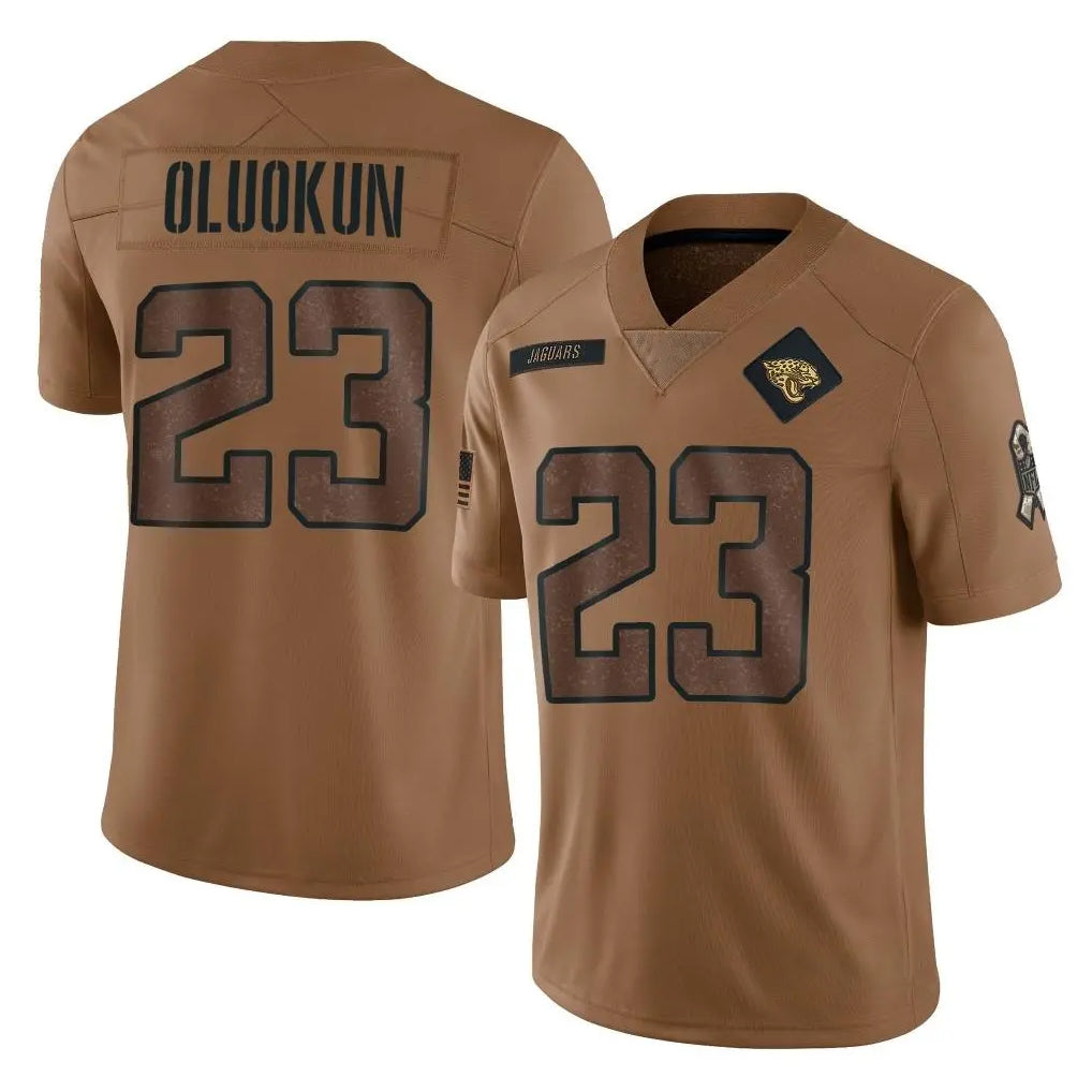 Pouc J.Jaguars #23 Foyesade Oluokun Player Brown Salute To Service Limited Stitched Jerseys