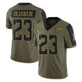 Pouc J.Jaguars #23 Foyesade Oluokun Player Olive Salute To Service Limited Game Stitched Jerseys