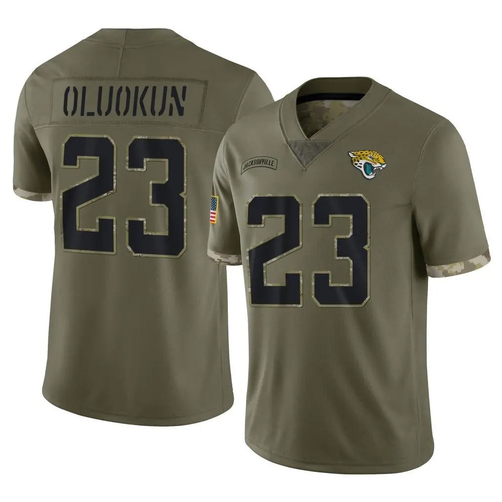 Pouc J.Jaguars #23 Foyesade Oluokun Player Olive Salute To Service Limited Stitched Jerseys