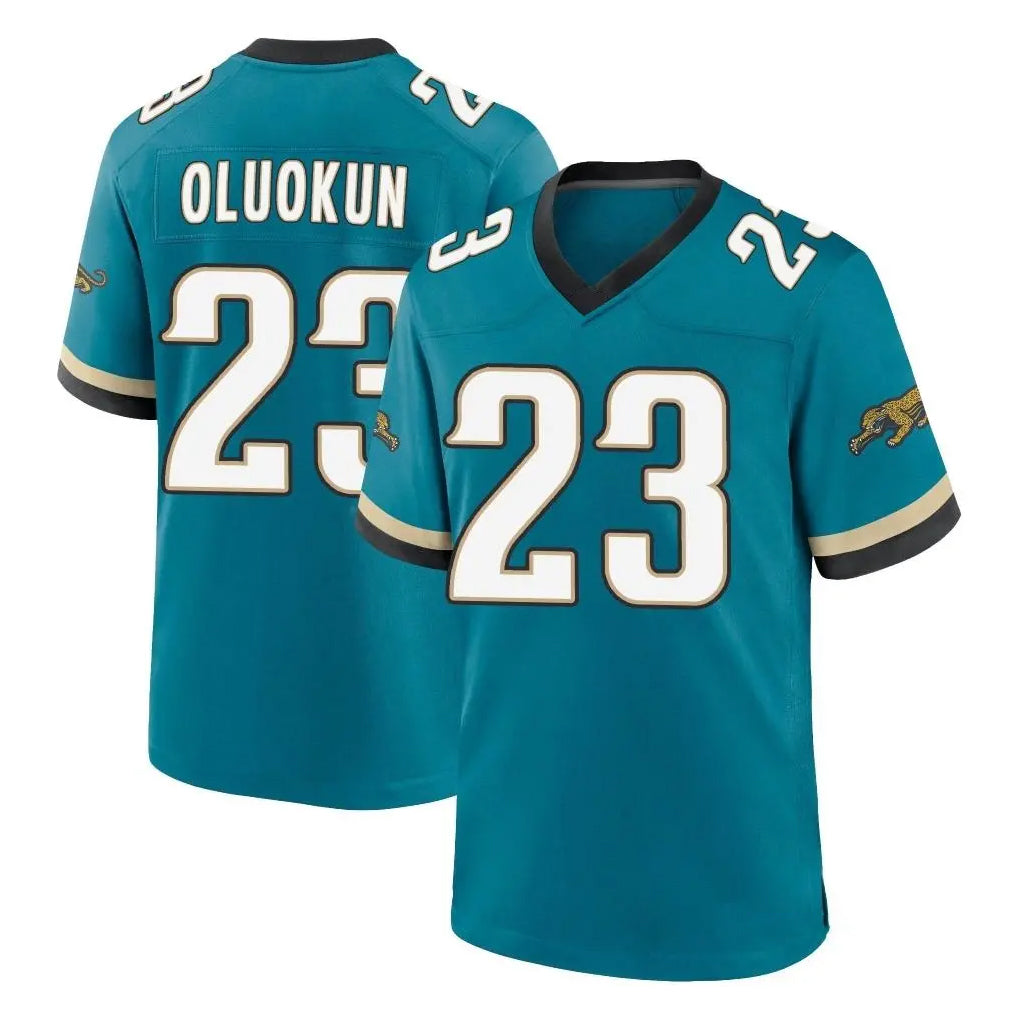Pouc J.Jaguars #23 Foyesade Oluokun Player Teal Prowler Throwback Limited Home Game Stitched Jerseys