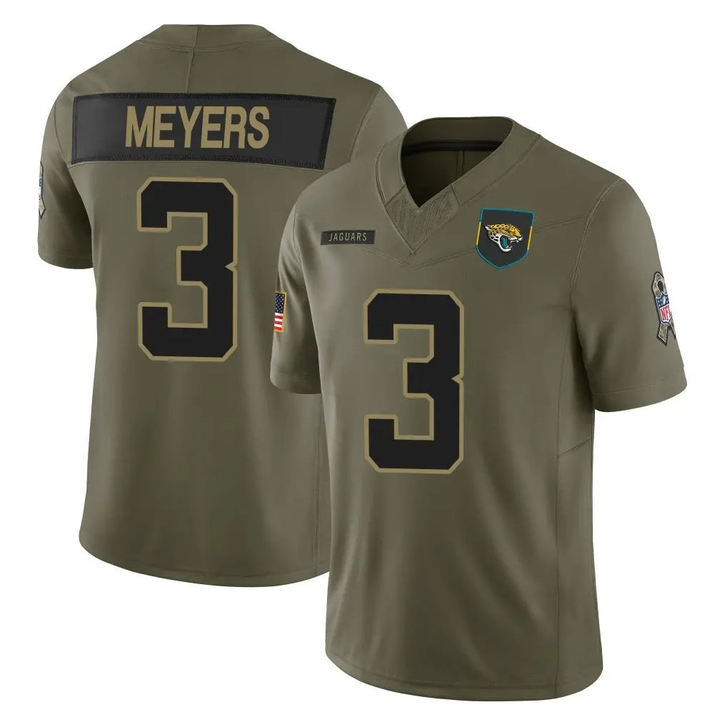 Pouc J.Jaguars #3 Jakobi Meyers Player Olive 2025 Salute To Service Limited Game Stitched Jerseys