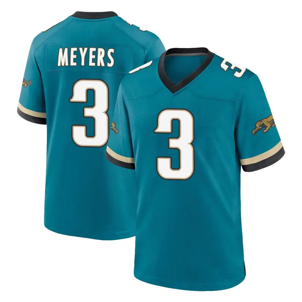 Pouc J.Jaguars #3 Jakobi Meyers Player Teal Prowler Throwback Limited Home Game Stitched Jerseys