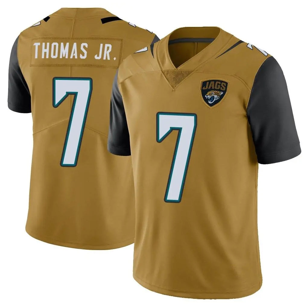 Pouc J.Jaguars #7 Brian Thomas Jr. Player Gold Vapor Limited Home Game Stitched Jerseys