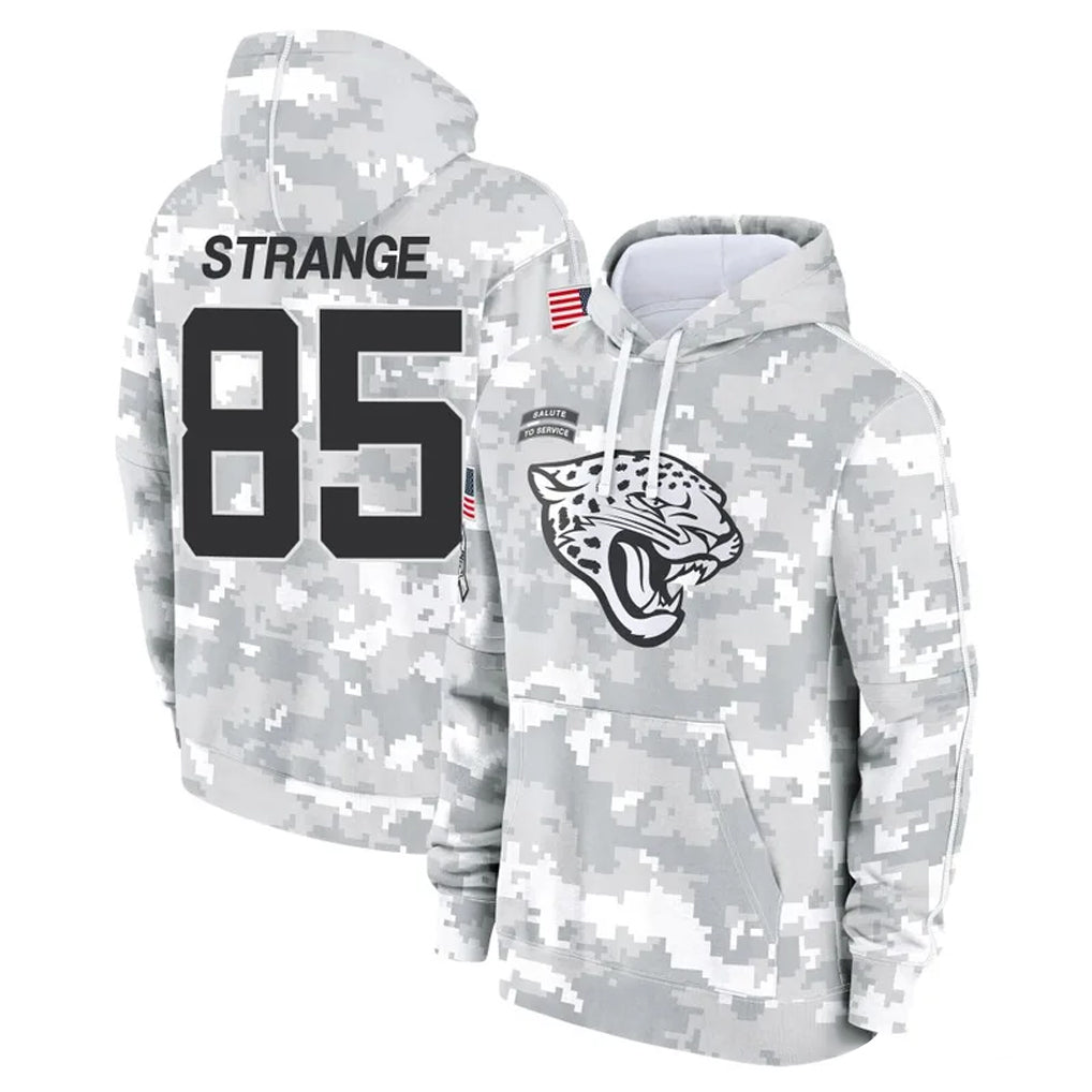 Pouc J.Jaguars #85 Brenton Strange Player Arctic Camo Salute to Service Hoodies Limited Game Stitched Jerseys