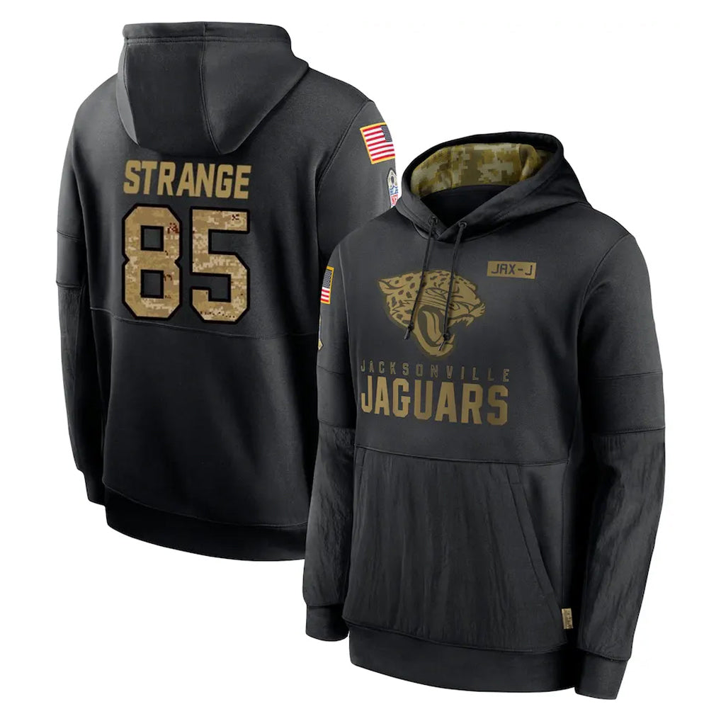 Pouc J.Jaguars #85 Brenton Strange Player Black Salute to Service Hoodies Limited Game Stitched Jerseys