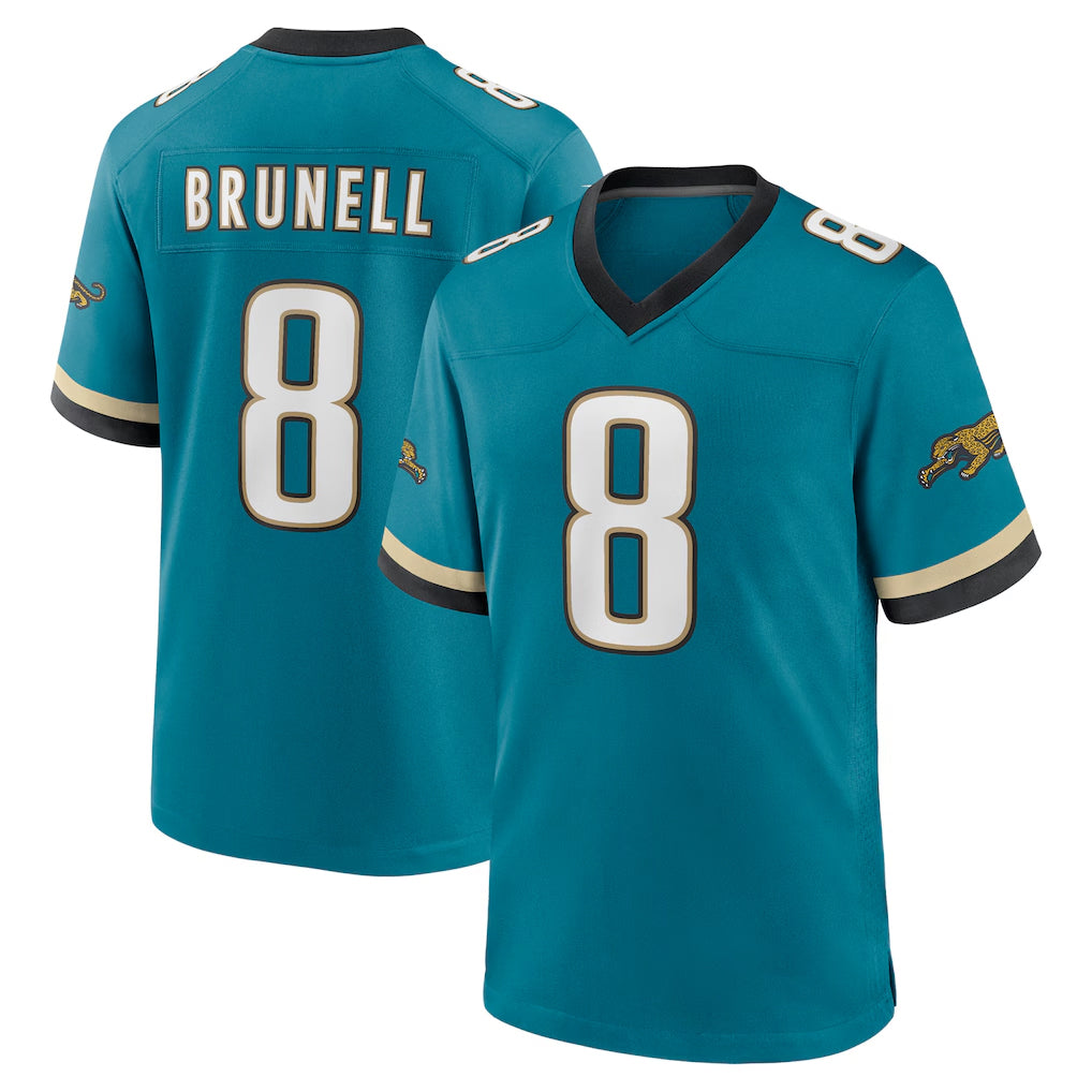 Pouc J.Jaguars #8 Mark Brunell?Player Teal Prowler Throwback Limited Home Game Stitched Jerseys