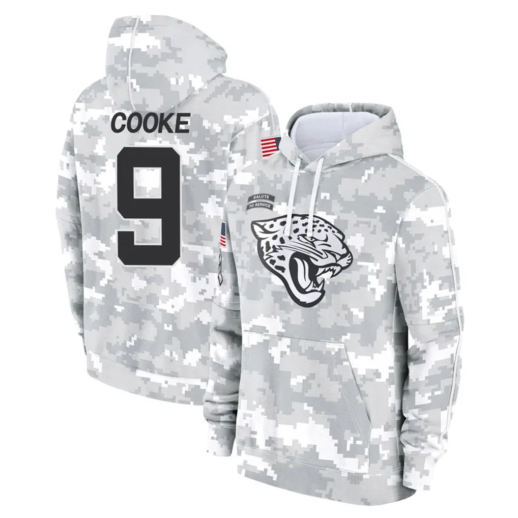 Pouc J.Jaguars #9 Logan Cooke Player Arctic Camo Salute to Service Hoodies Limited Game Stitched Jerseys