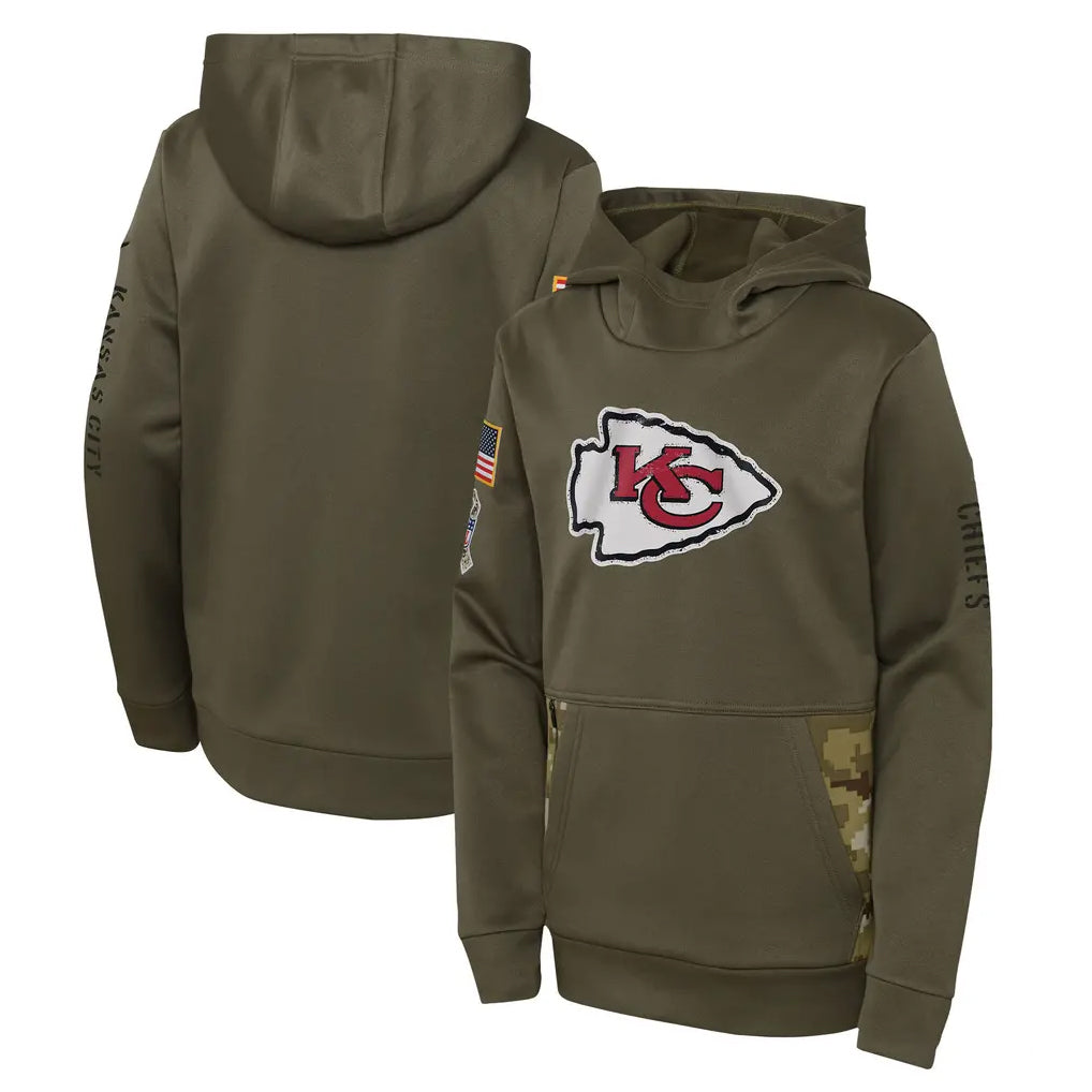 Pouc KC.Chiefs Olive Salute to Service Therma Performance Pullover Hoodie Limited Game Stitched Jerseys
