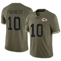 Pouc KC.Chiefs #10 Isiah Pacheco Player Olive Salute To Service Stitched Jerseys