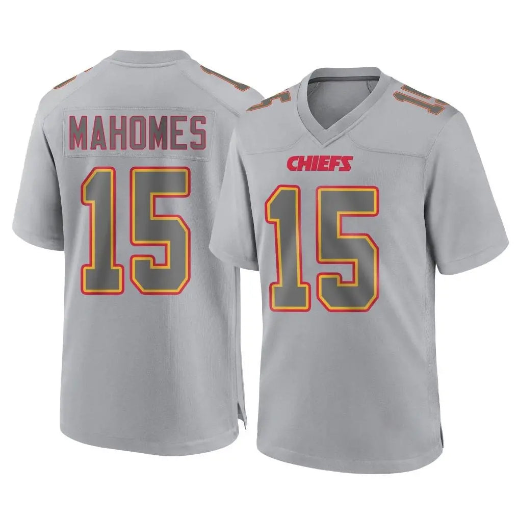 Pouc KC.Chiefs #15 Patrick Mahomes Player Gray Atmosphere Fashion Game Stitched Jerseys