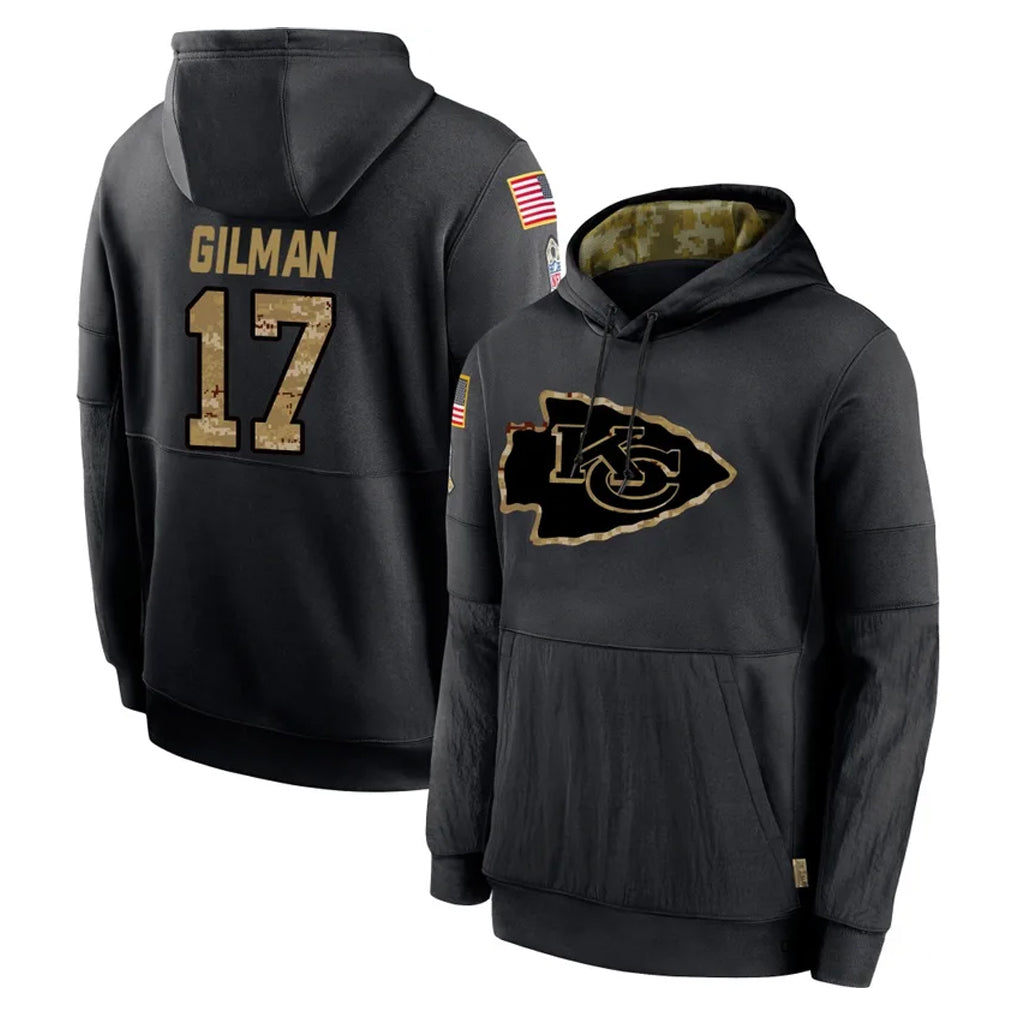 Pouc KC.Chiefs #17 Alohi Gilman Player Black Salute to Service Hoodies Limited Game Stitched Jerseys