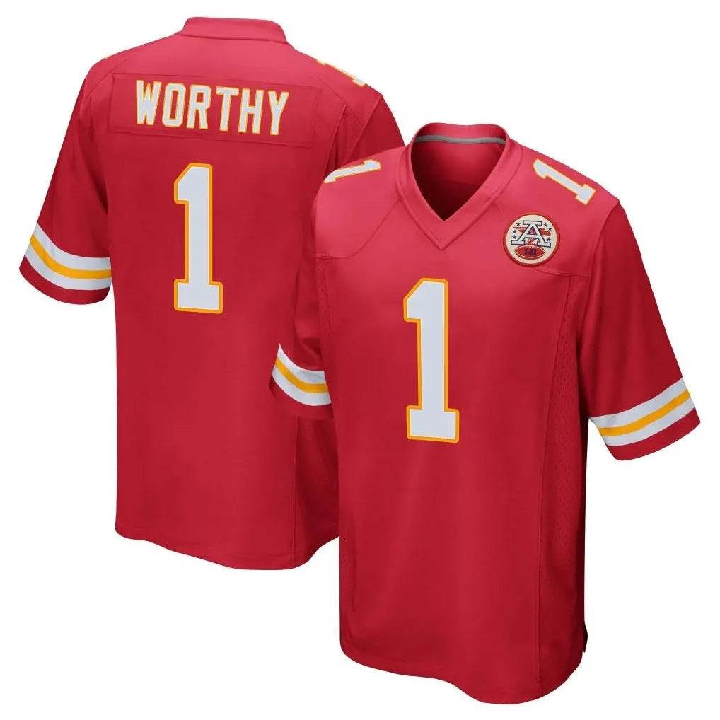 Pouc KC.Chiefs #1 Xavier Worthy Player Red Home Game Stitched Jerseys