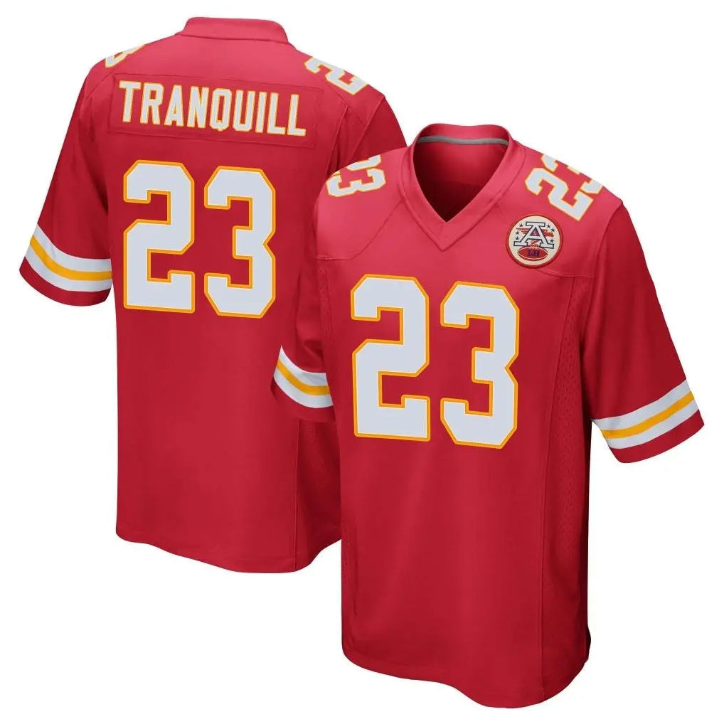Pouc KC.Chiefs #23 Drue Tranquill Player Red Home Game Stitched Jerseys
