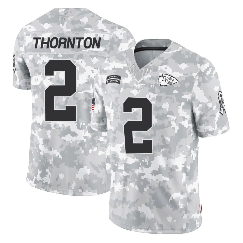 Pouc KC.Chiefs #2 Tyquan Thornton Player Arctic Camo Salute To Service Limited Game Stitched Jerseys