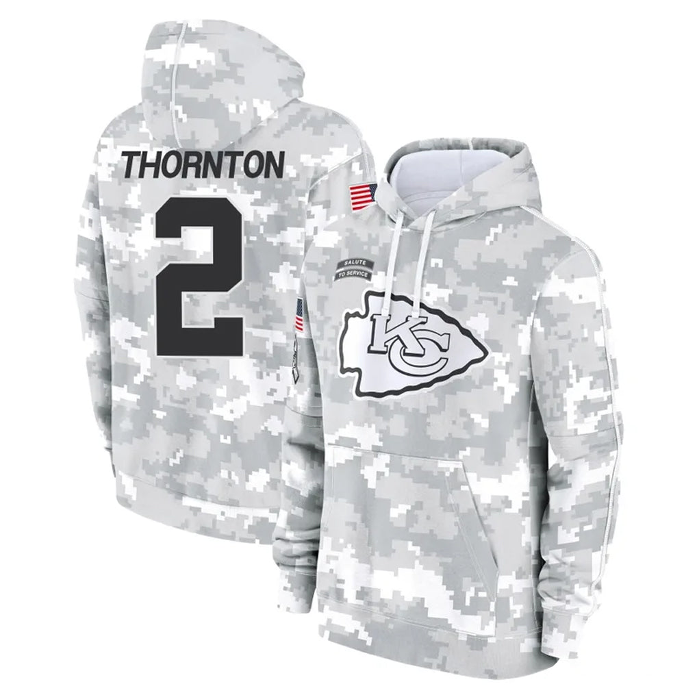Pouc KC.Chiefs #2 Tyquan Thornton Player Arctic Camo Salute to Service Hoodies Limited Game Stitched Jerseys