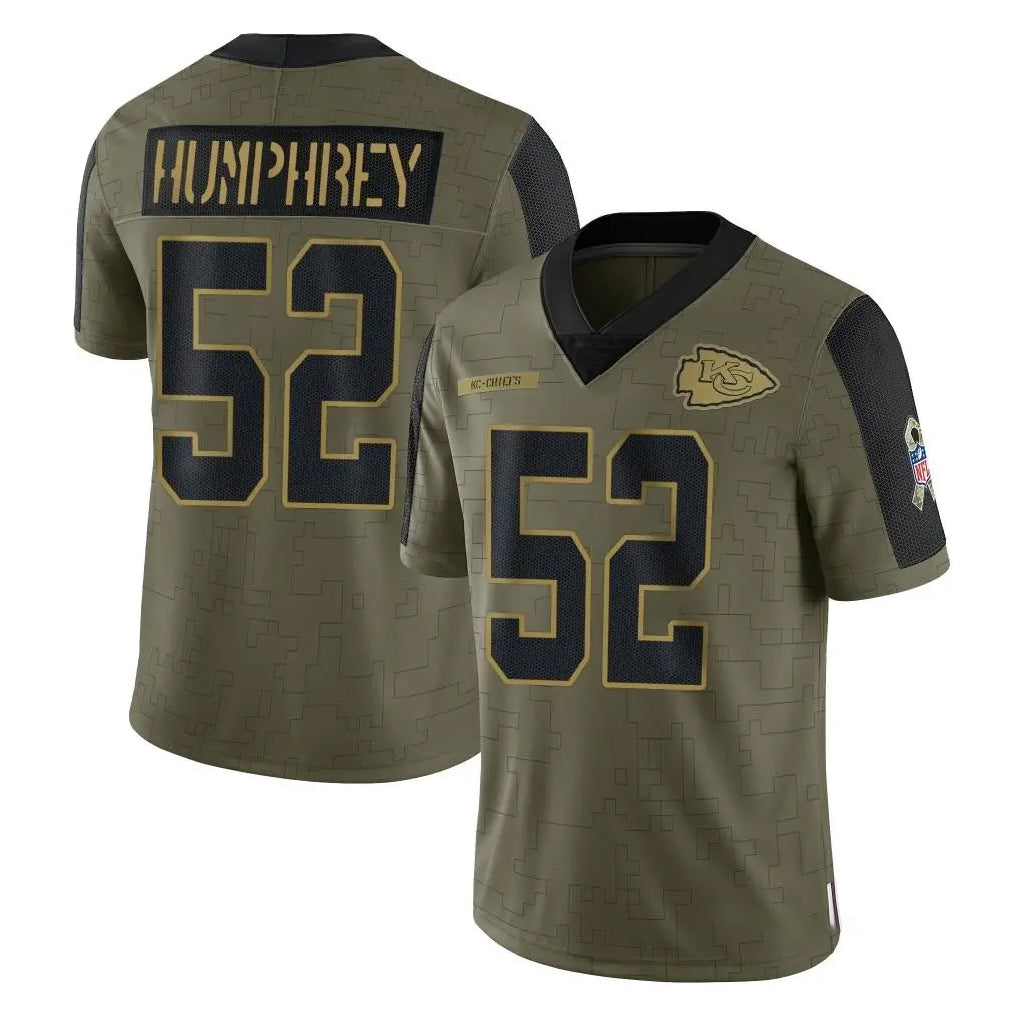 Pouc KC.Chiefs #52 Creed Humphrey Player Olive Salute To Service Limited Game Stitched Jerseys