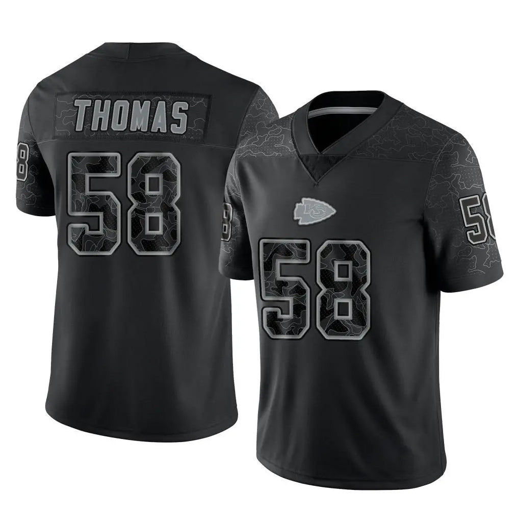 Pouc KC.Chiefs #58 Derrick Thomas Player Black Limited Reflective Game Stitched Jerseys