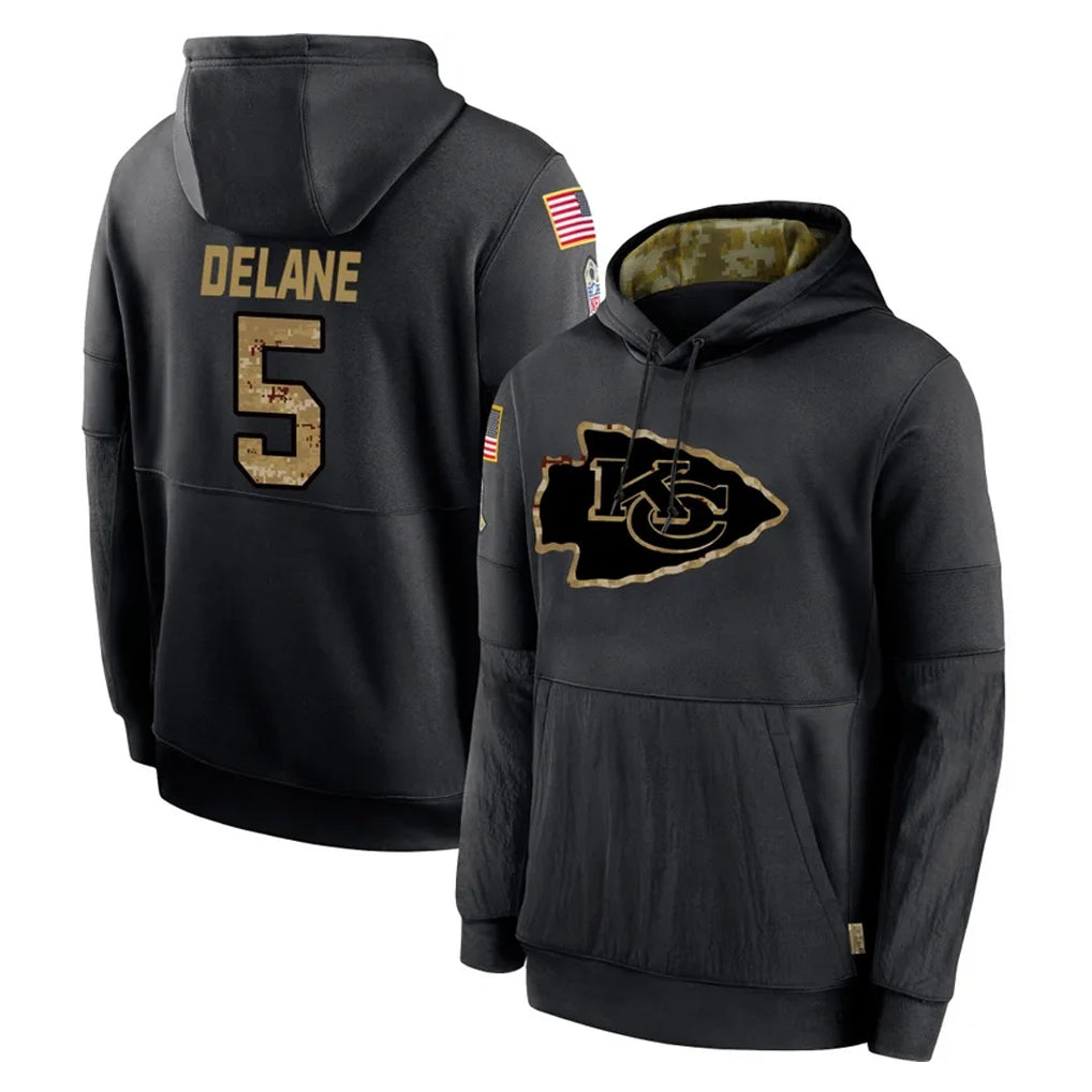 Pouc KC.Chiefs #5 Mansoor Delane Player Black Salute to Service Hoodies Limited Game Stitched Jerseys