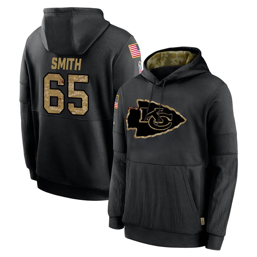 Pouc KC.Chiefs #65 Trey Smith Player Black Salute to Service Hoodies Limited Game Stitched Jerseys