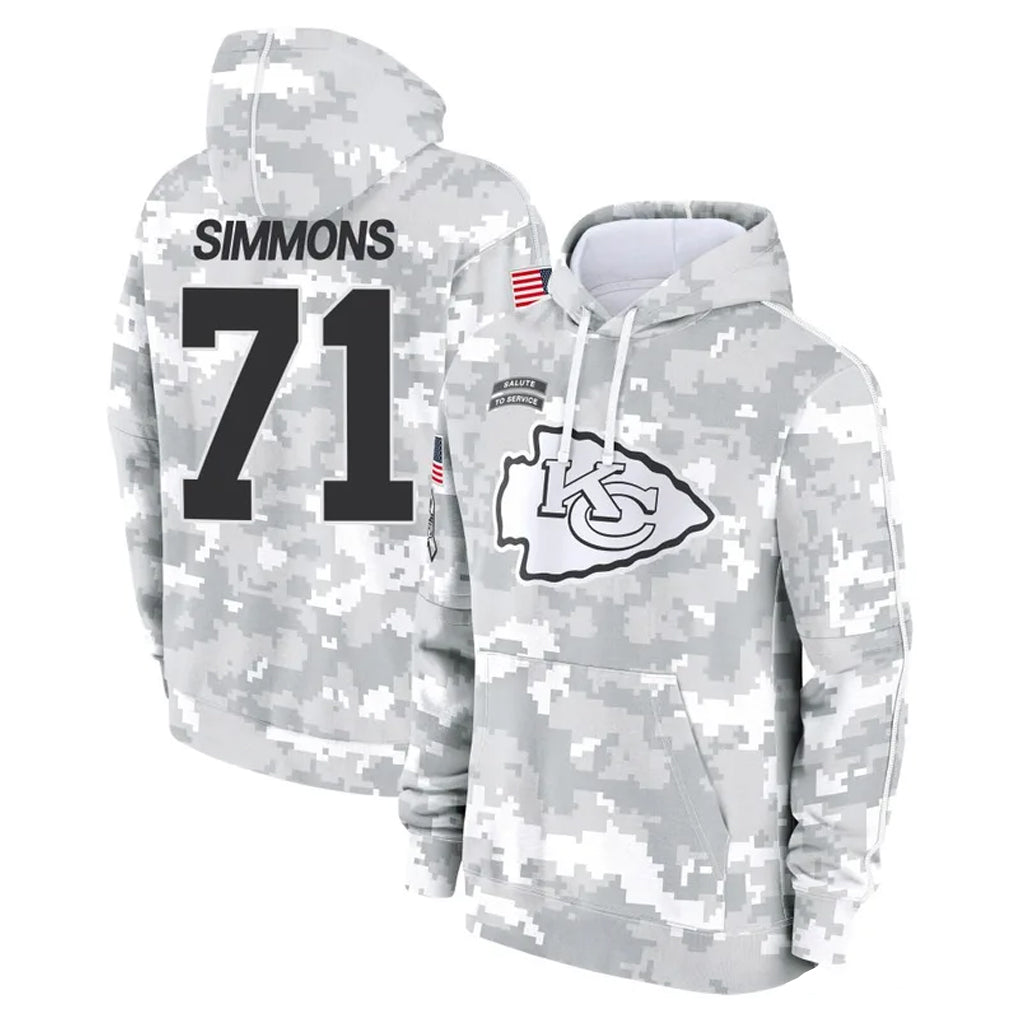 Pouc KC.Chiefs #71 Josh Simmons Player Arctic Camo Salute to Service Hoodies Limited Game Stitched Jerseys