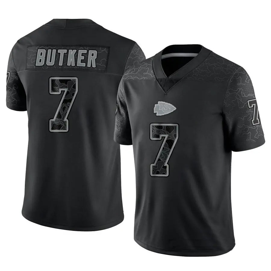 Pouc KC.Chiefs #7 Harrison Butker Player Black RFLCTV Limited Stitched Jerseys