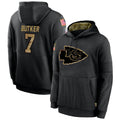 Pouc KC.Chiefs #7 Harrison Butker Player Black Salute to Service Hoodies Stitched Jerseys