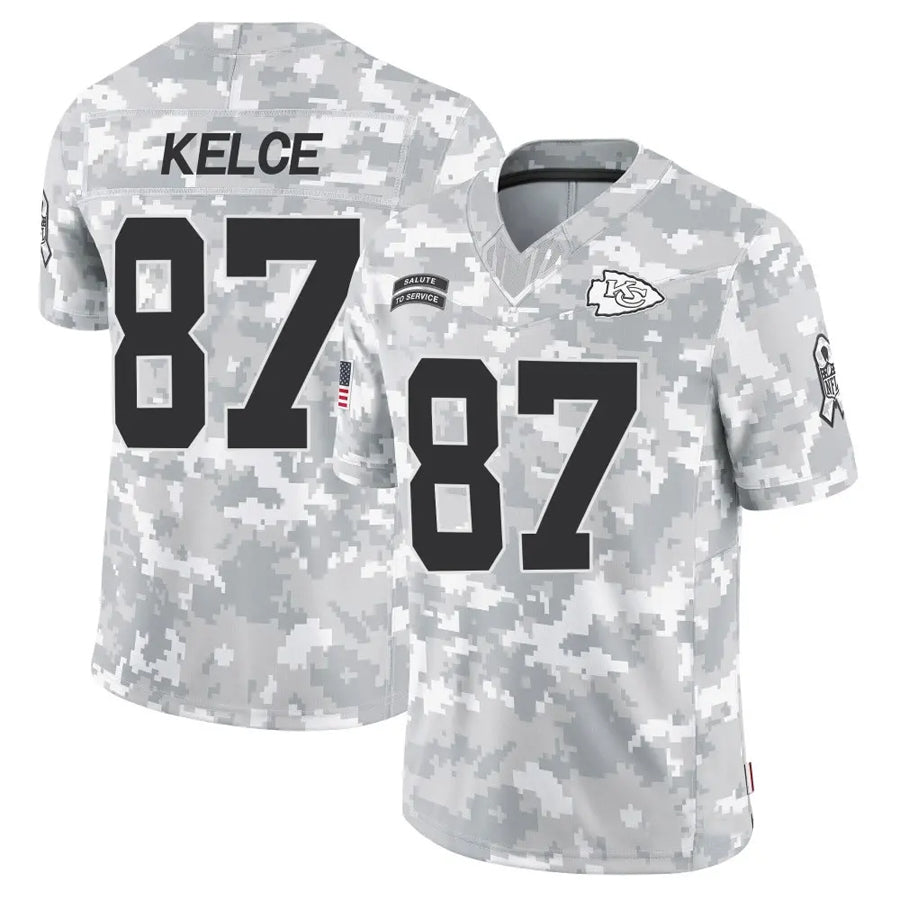 Pouc KC.Chiefs #87 Travis Kelce Player Arctic Camo Salute to Service Limited Stitched Jerseys