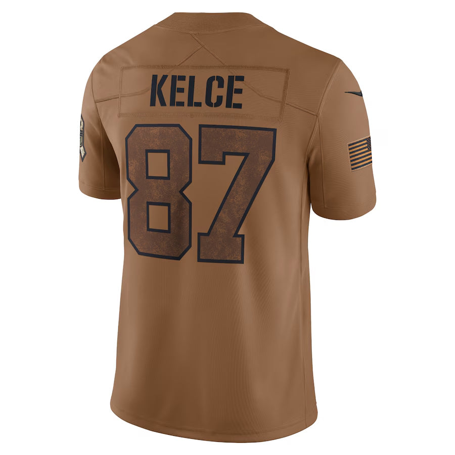 Pouc KC.Chiefs #87 Travis Kelce Player Brown Salute To Service Limited Stitched Jerseys