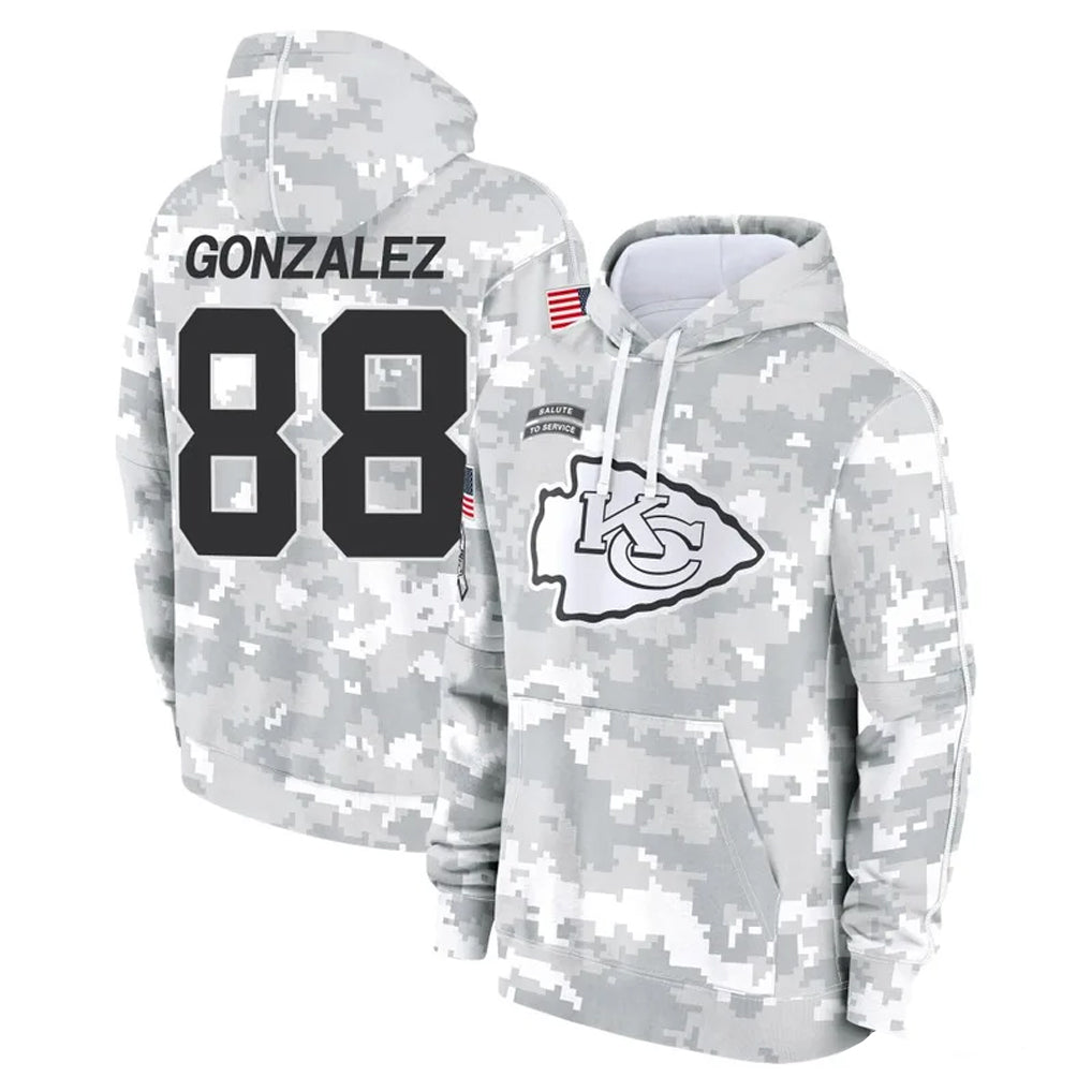 Pouc KC.Chiefs #88 Tony Gonzalez Player Arctic Camo Salute to Service Hoodies Limited Game Stitched Jerseys
