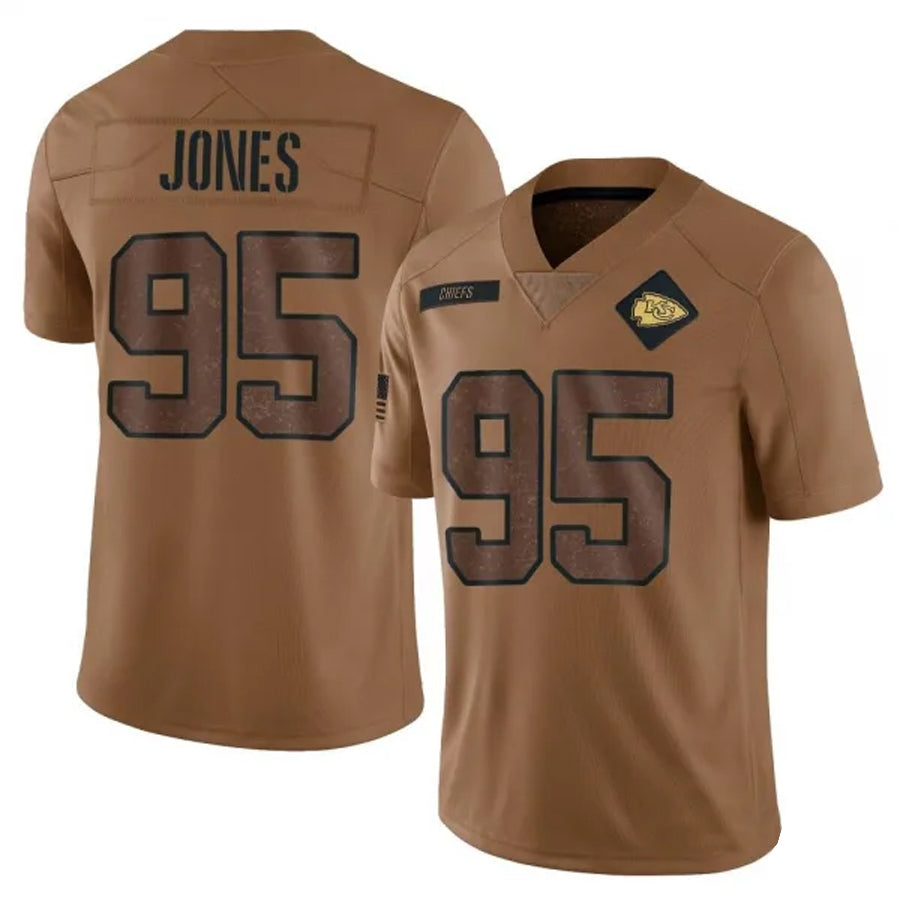 Pouc KC.Chiefs #95 Chris Jones Player Brown Salute To Service Limited Stitched Jerseys