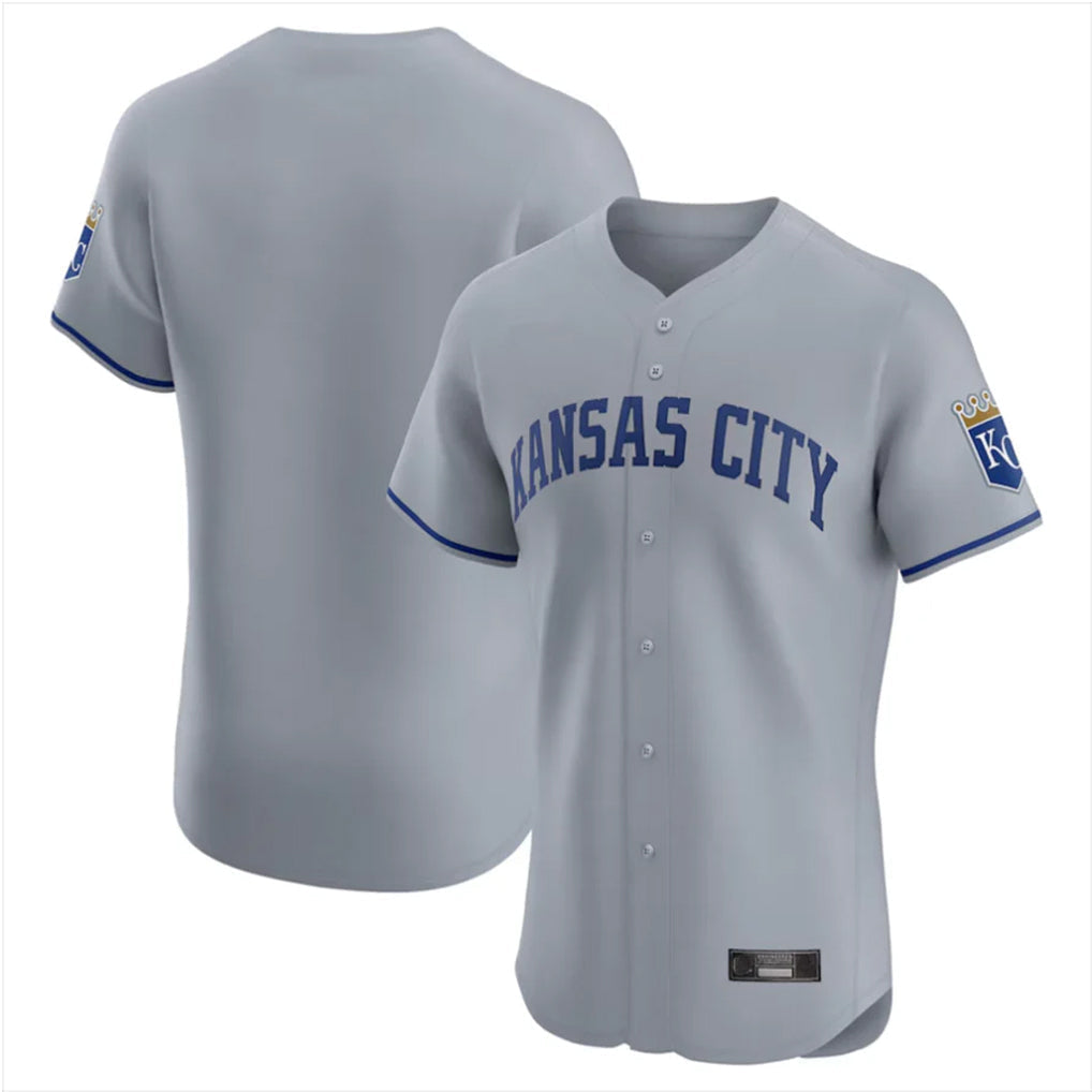 Pouc KC.Royals Gray Limited Elite Home Blank Player Stitched Jerseys