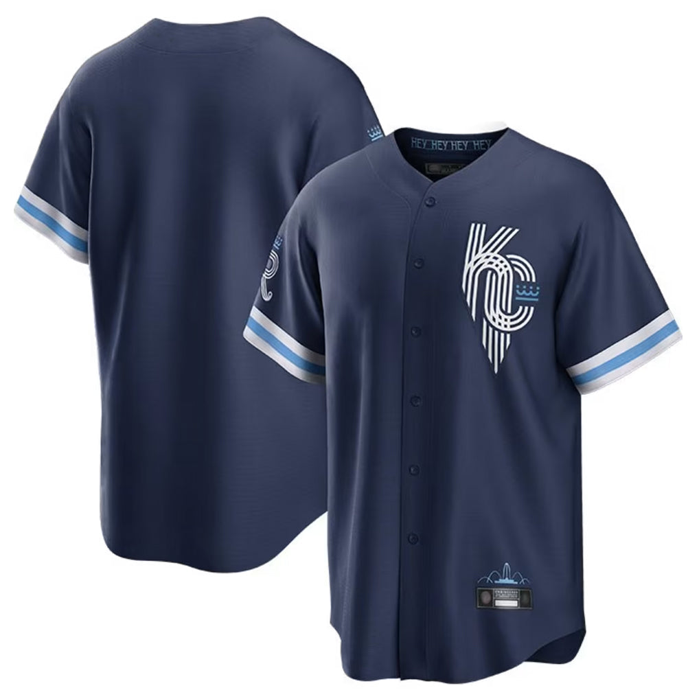 Pouc KC.Royals Navy City Connect Home Game Blank Player Stitched Jerseys