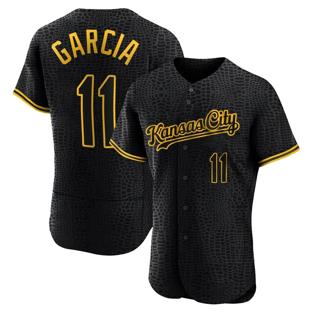Pouc KC.Royals #11 Maikel Garcia Player Black Snake Skin City Limited Elite Stitched Jerseys