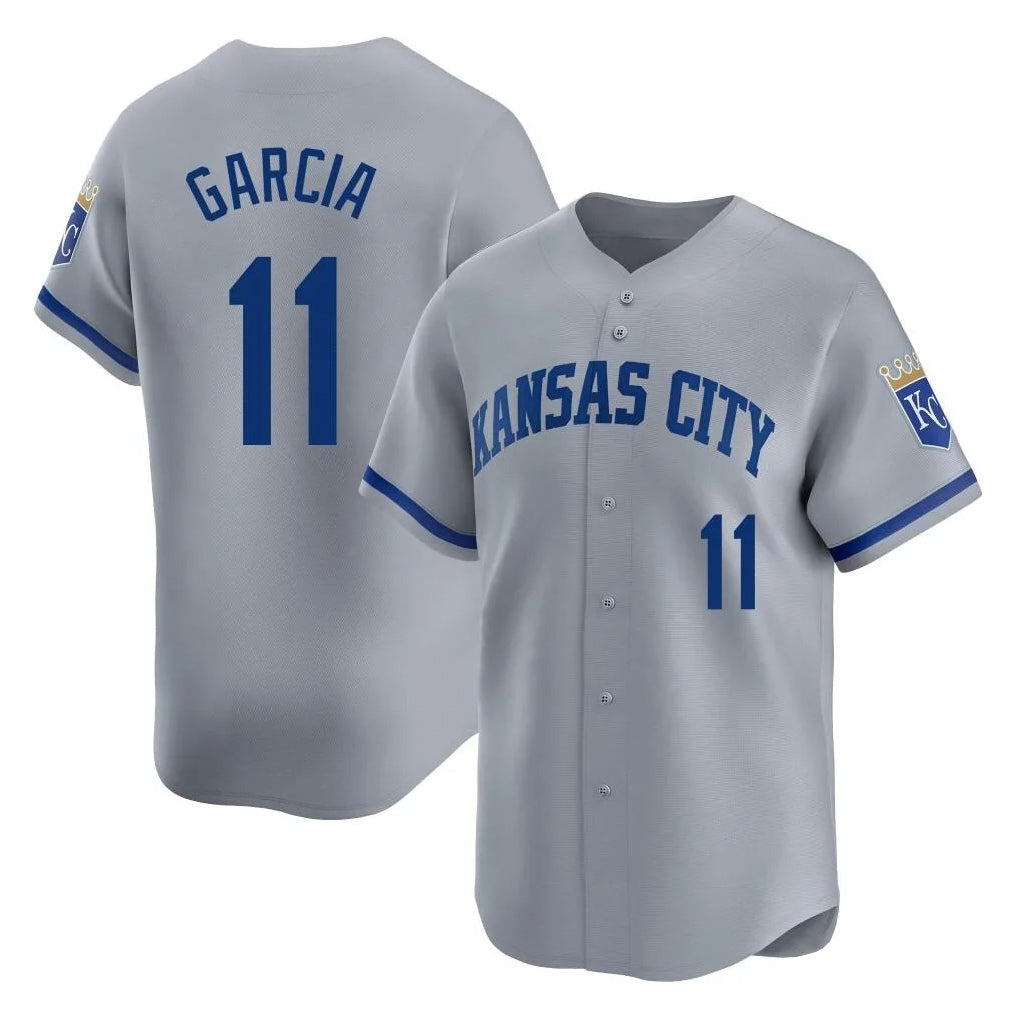 Pouc KC.Royals #11 Maikel Garcia Player Gray Limited Home Stitched Jerseys