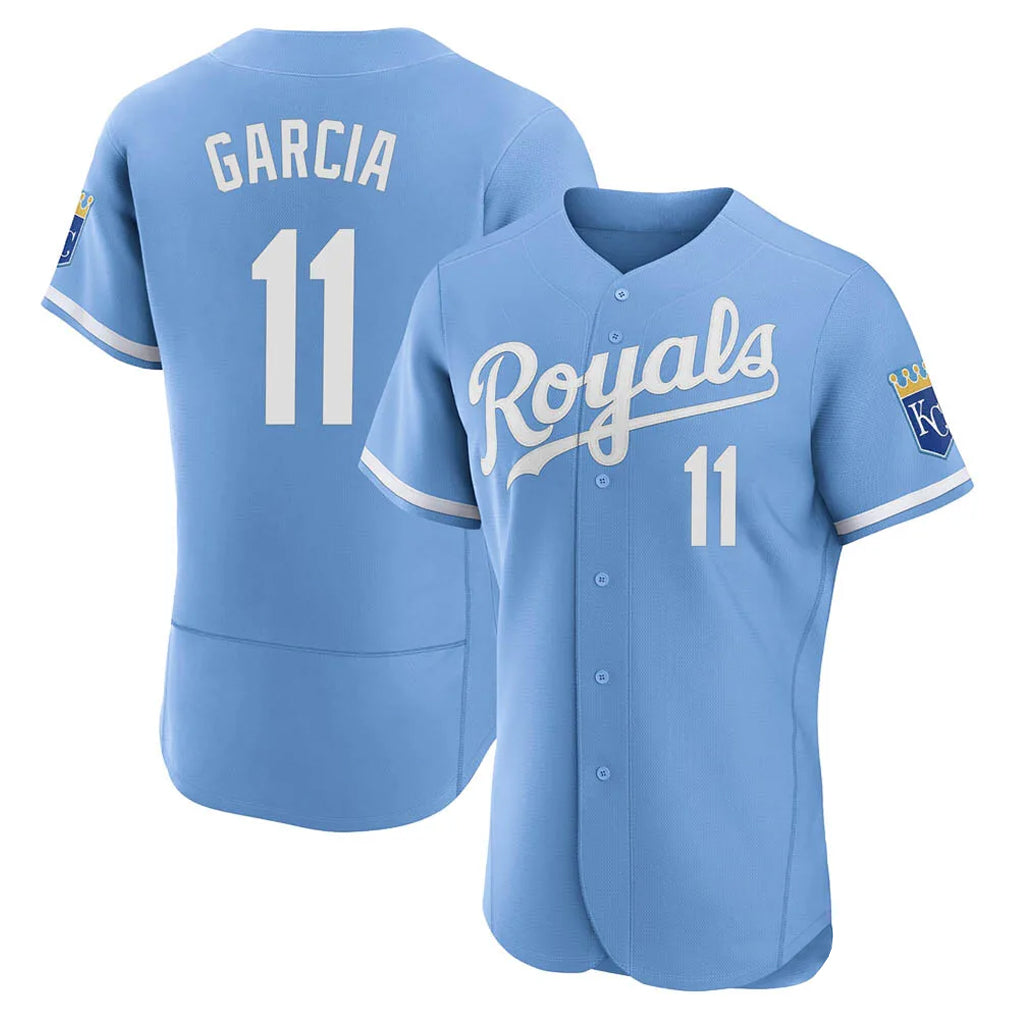 Pouc KC.Royals #11 Maikel Garcia Player Light Blue Alt Limited Elite Home Stitched Jerseys